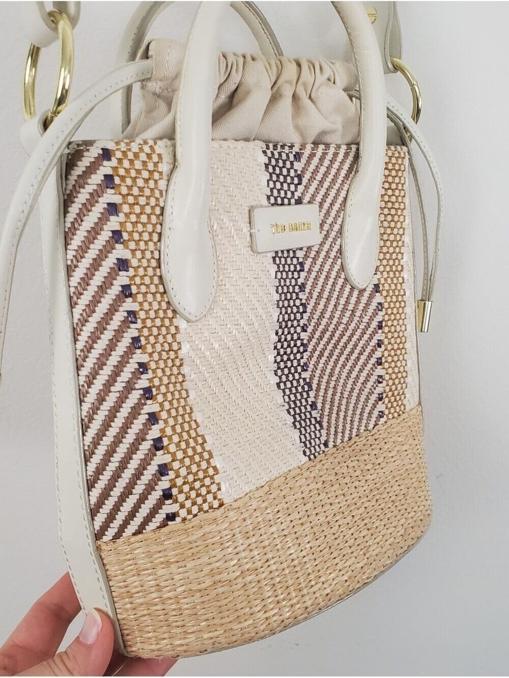 Ted Baker London Mini Cylinder Bucket Bag Woven Raffia In Nude - Picture 6 of 13
